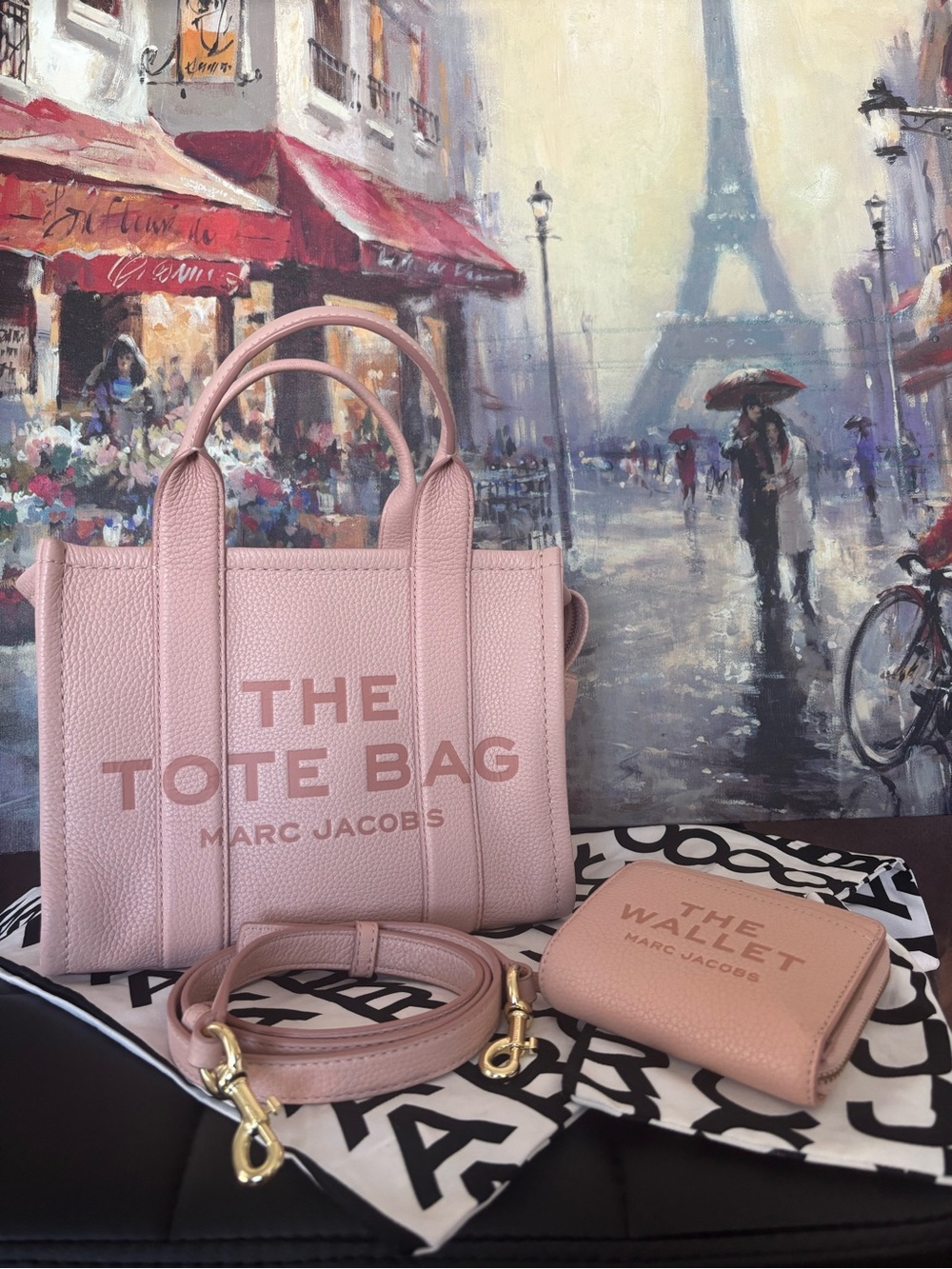 Marc Jacobs SMALL  Blush Pink Leather The Tote Bag  with Wallet & Strap